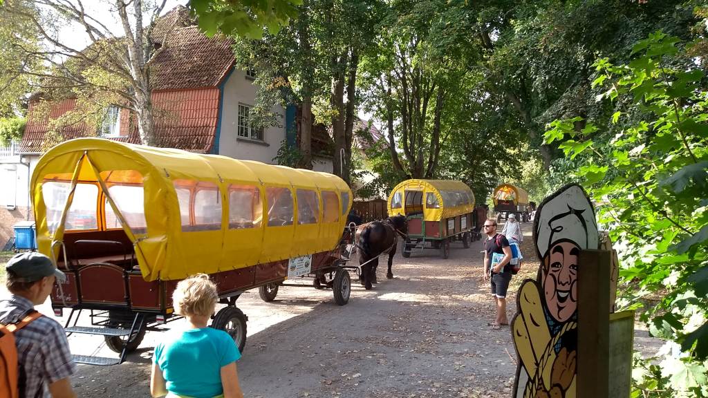 Kutschen auf dem Weg zum Stellplatz in Kloster auf Hiddensee
